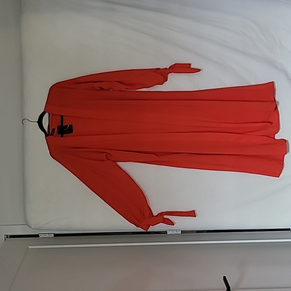 Red coral open kaftan dress one size